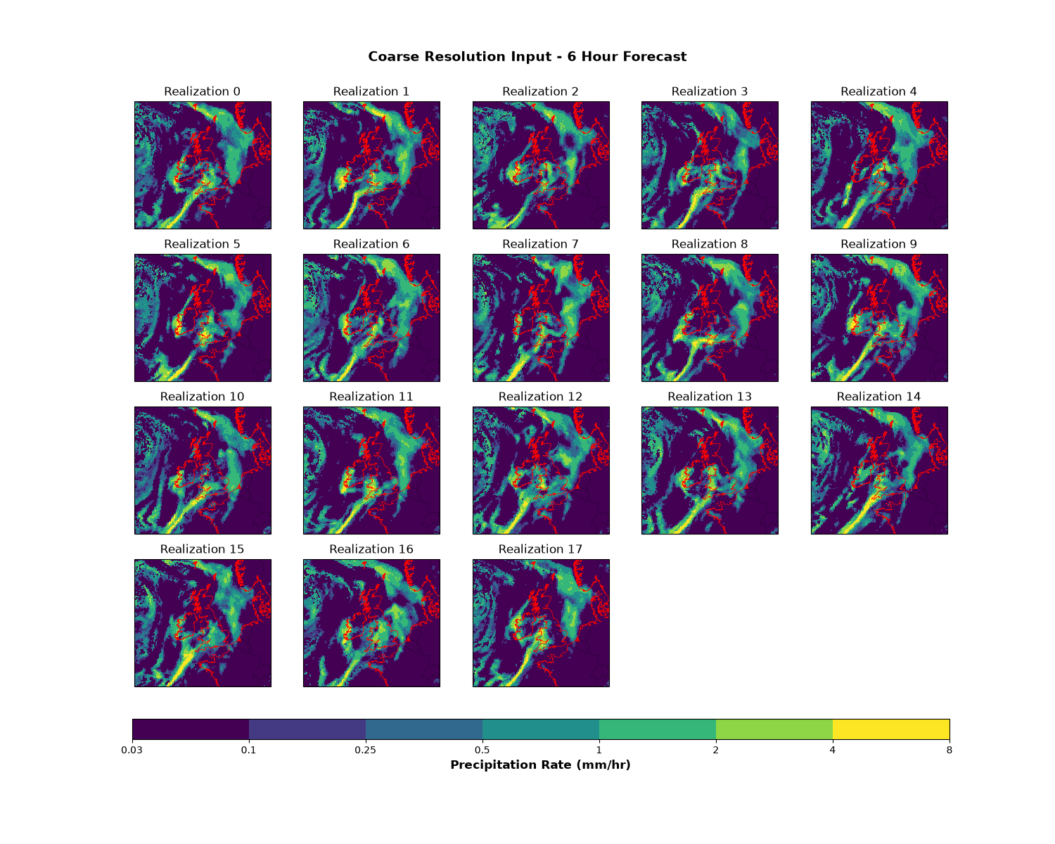 Coarse Resolution Input - 6 Hour Forecast, Realization 0, Realization 1, Realization 2, Realization 3, Realization 4, Realization 5, Realization 6, Realization 7, Realization 8, Realization 9, Realization 10, Realization 11, Realization 12, Realization 13, Realization 14, Realization 15, Realization 16, Realization 17